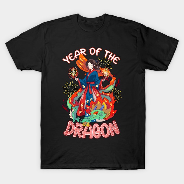 Chinese New Year 2024 Year of The Dragon Fireworks T-Shirt by creative